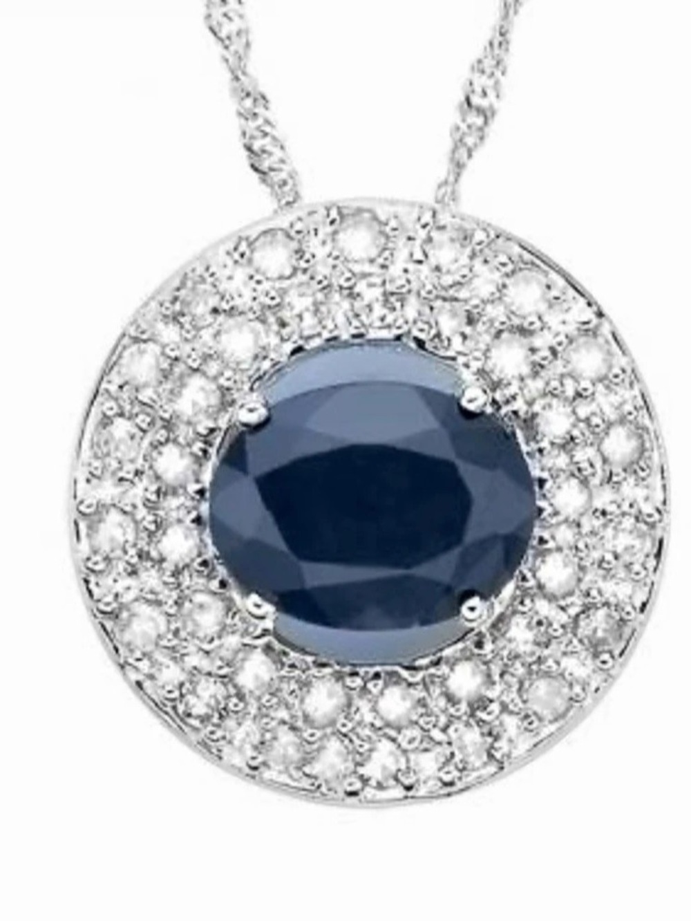 Sapphire and 35 Diamonds Pendant Necklace. NWOT.